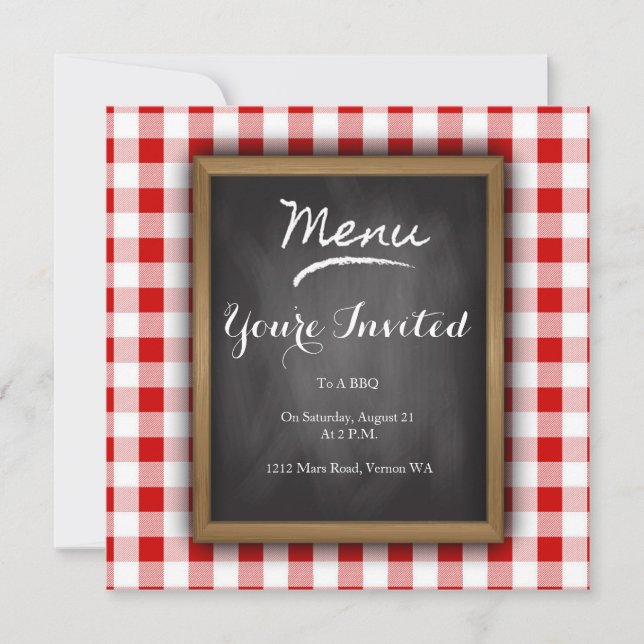 Invitation du Bistro Chalkboard Party (Devant)