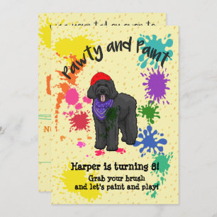 Invitation du Black Labradoodle Dog Art Birthday P
