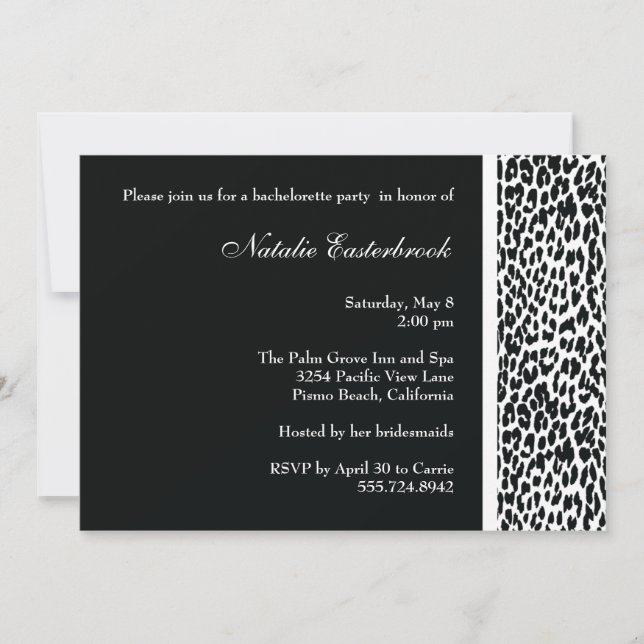 Invitation du Black Leopard Bachelorette Party (Devant)