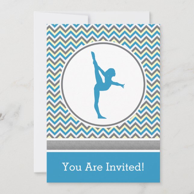 Invitation du Blue Chevron Gymnast Party (Devant)
