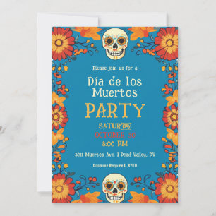 Invitation du 💀 🎉 Blue Día de Muertos