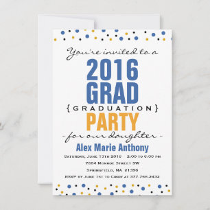 Invitation du Blue Graduation Party 2016 Modern Bo