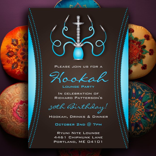 Invitation du Blue Holi Hookah Party (Blue Holi Hookah Party Invitation
)