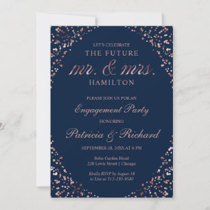 Invitation du Blue Rose Gold Engagement Party