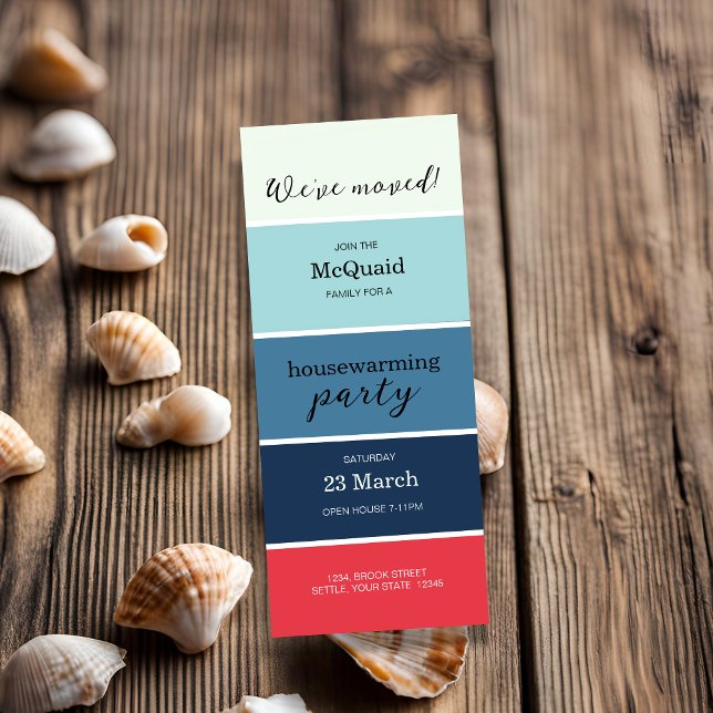 Invitation du Blue Swatch House Warming Party (We've Moved Announcement card)