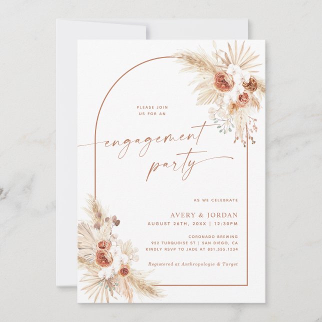 Invitation du Boho Engagement Party | Carte Douche (Devant)