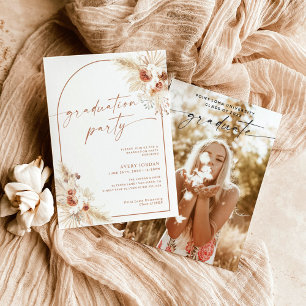 Invitation du Boho Pampas Graduation Party