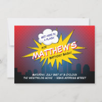 Invitation du Boom Superhero Anniversaire de enfan