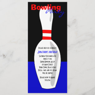 Invitation du Bowling Birthday Party - Blanc rouge