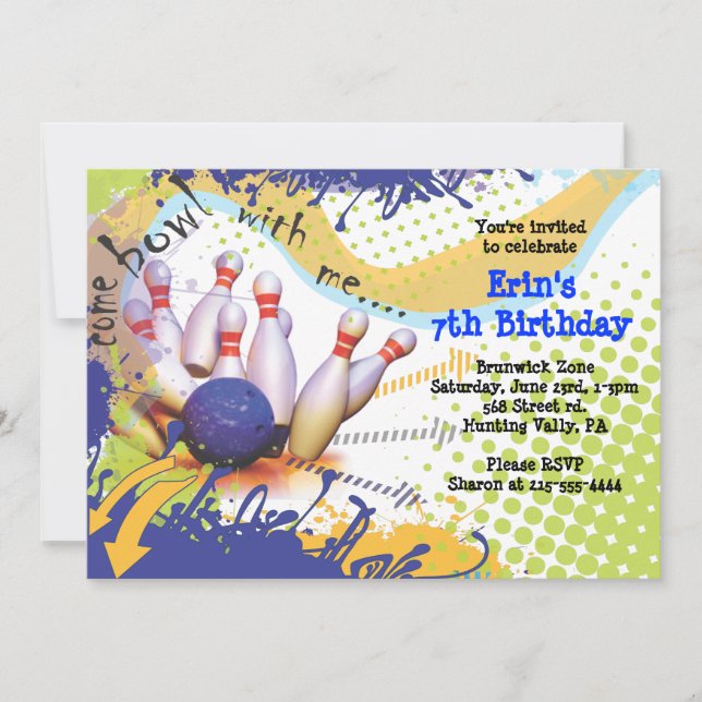 Invitation du Bowling Party Bonne Invitation d'ann (Devant)