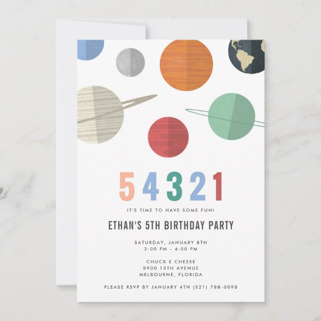 Invitation du Boy's 5th Birthday Space Party (Devant)