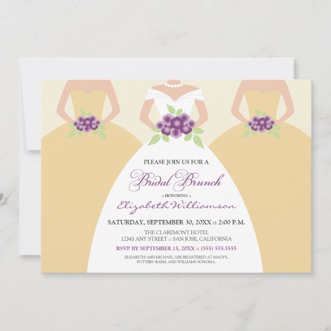Invitation du brunch de la mariée et des serveuses (Devant)
