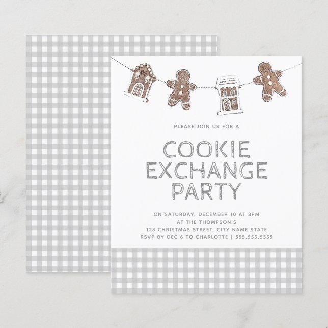 Invitation du budget En vichy échange de cookies (Devant / Derrière)