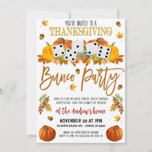Invitation du Bunco Party de Thanksgiving