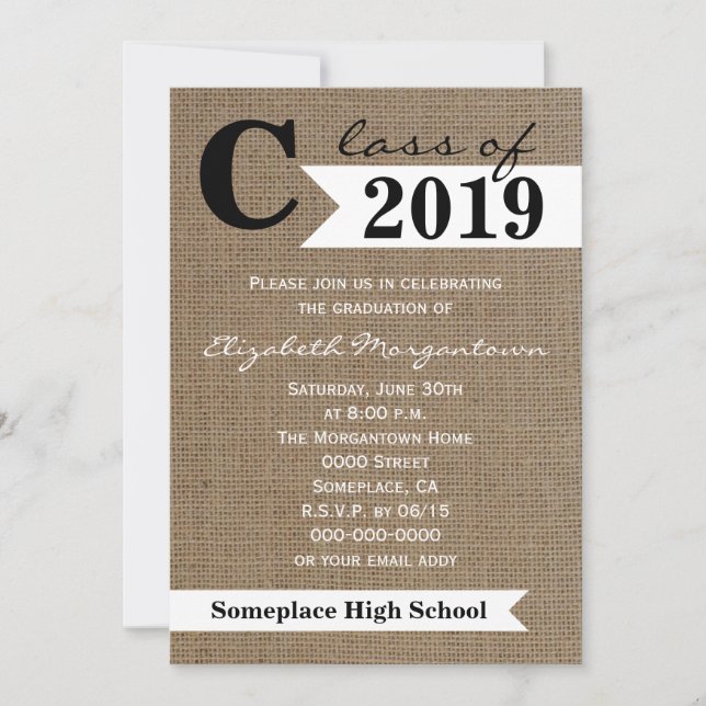 Invitation du Burlap Graduation Party (Devant)