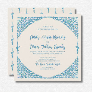 Invitation du Carré Mariage bleu Azulejo