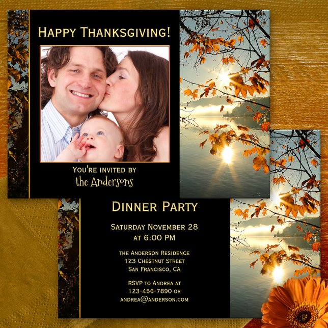 Invitation du Carte photo d'automne de Thanksgivin (A multi purpose card/invitation for Happy Thanksgiving wishes with your own favorite photo)