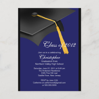 Invitation du Casquette de Graduation Black Blue