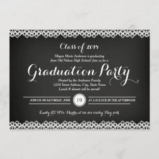 Invitation du Chalkboard & Lace Graduation Party