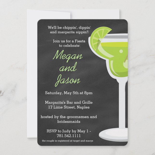 Invitation du Chalkboard Margarita Party - Retour  (Devant)