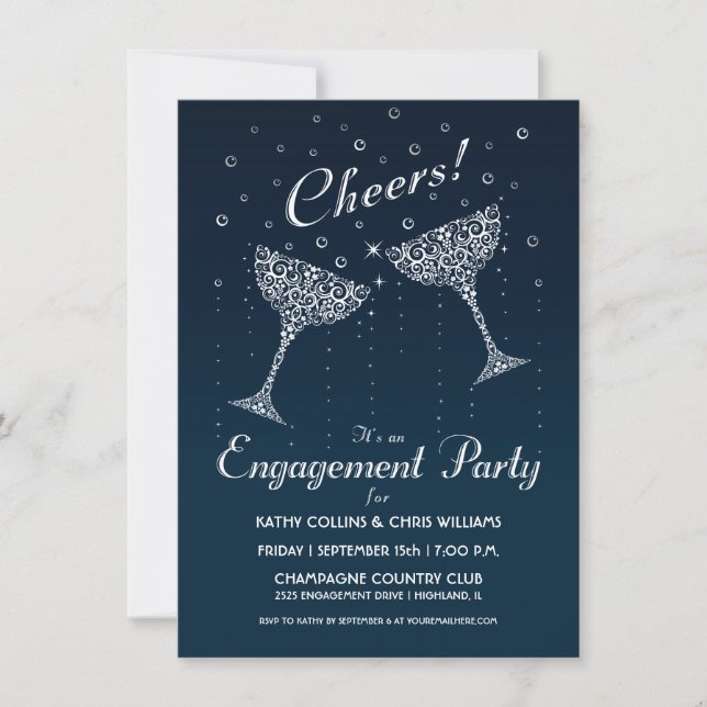 Invitation du Champagne Cheer Engagement Party (Devant)