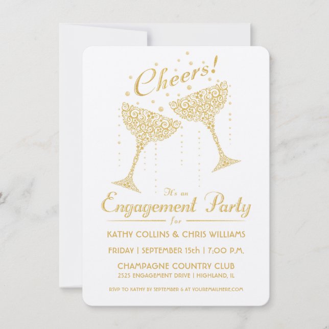 Invitation du Champagne Cheer Engagement Party (Devant)