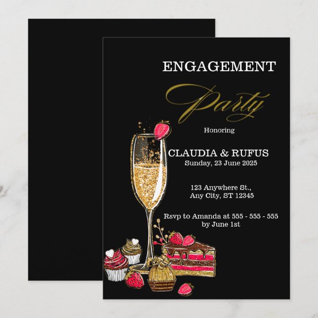 Invitation du Champagne Engagement Party (Devant / Derrière)