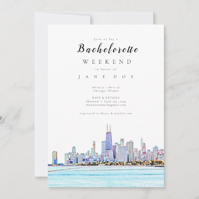 Invitation du Chicago Skyline Bachelorette Party (Devant)