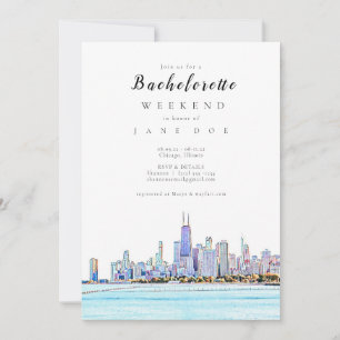 Invitation du Chicago Skyline Bachelorette Party