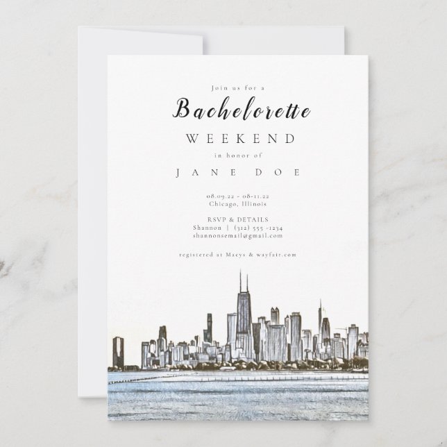 Invitation du Chicago Skyline Bachelorette Party (Devant)