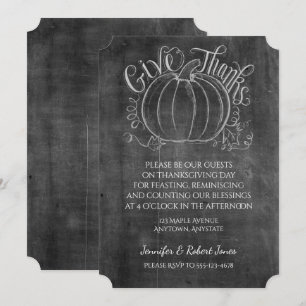 Invitation du Citrouille de Chalkboard Thanksgivin