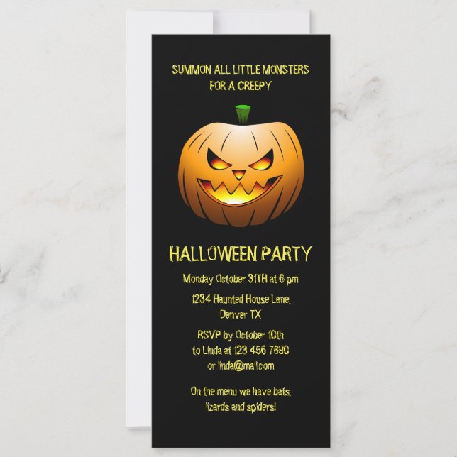 Invitation du Citrouille de l'Halloween déplaisant (Devant)