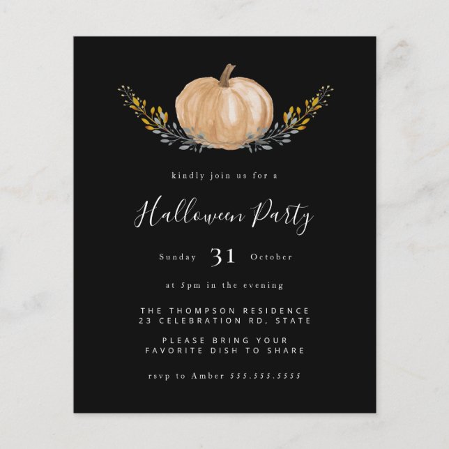 Invitation du Citrouille du budget Halloween Black (Devant)