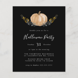 Invitation du Citrouille du budget Halloween Black