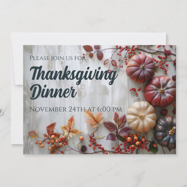 Invitation du Citrouille du dîner de Thanksgiving (Devant)