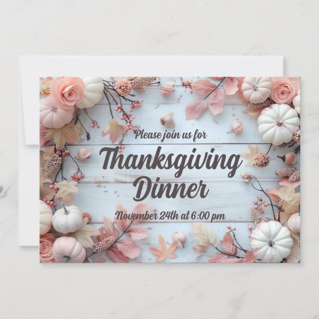 Invitation du Citrouille du dîner de Thanksgiving (Devant)