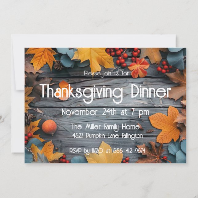 Invitation du Citrouille du dîner de Thanksgiving (Devant)