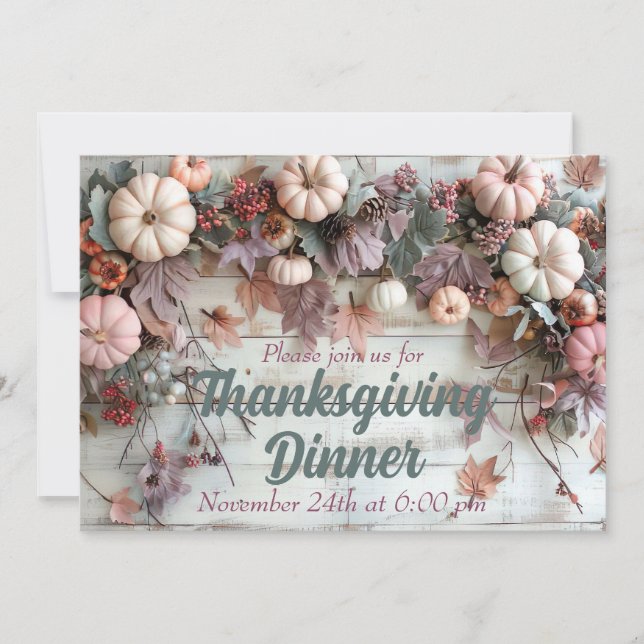 Invitation du Citrouille du dîner de Thanksgiving (Devant)