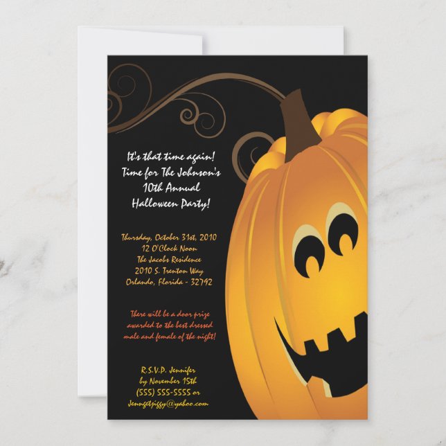 Invitation du Citrouille JackOLanter Halloween (Devant)