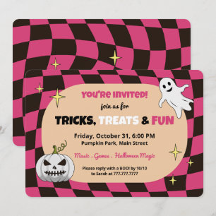 Invitation du Citrouille rétro Halloween Kids Part