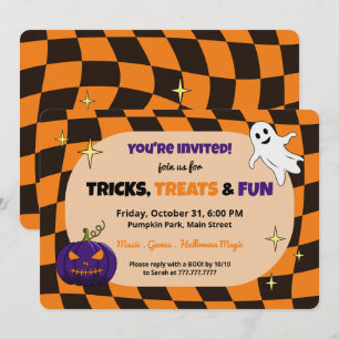 Invitation du Citrouille rétro Halloween Kids Part