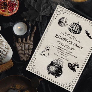 Invitation du Citrouille Vintage sorcier Halloween