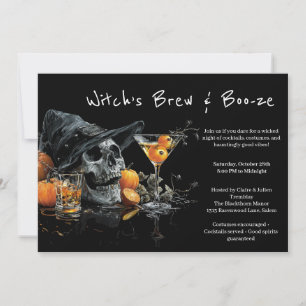 Invitation du Cocktail Halloween Sorcière crâne