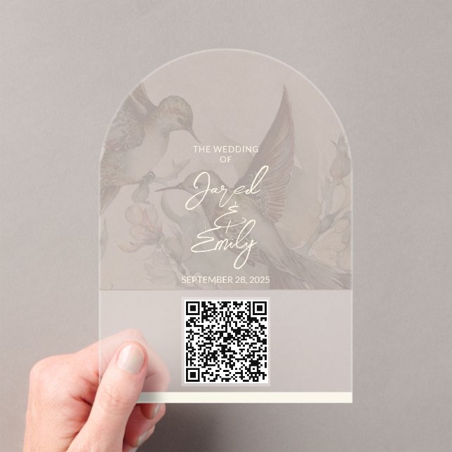 Invitation du code QR du Mariage de colibri (In situ (ordinateur de poche))