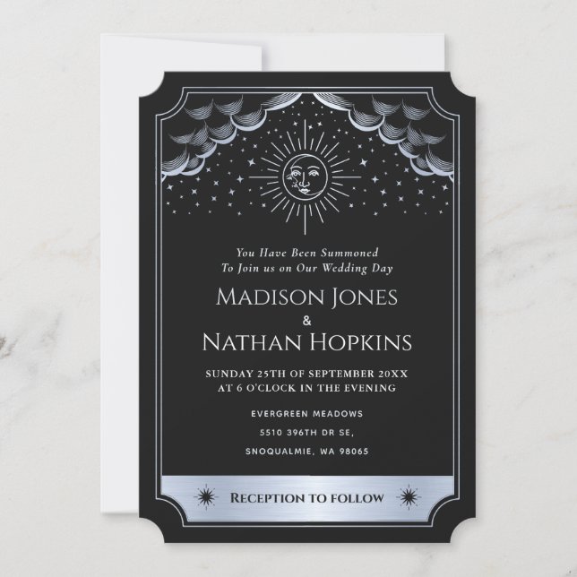 Invitation du code QR Mariage de tarot Sun Moon Ar (Devant)