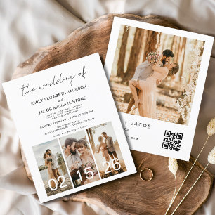 Invitation du code QR minimaliste du Mariage budgé