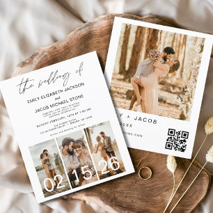 Invitation du code QR minimaliste du Mariage budgé