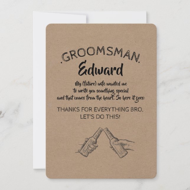 Invitation Du Coeur - Drôle Groomsman Proposition (Devant)