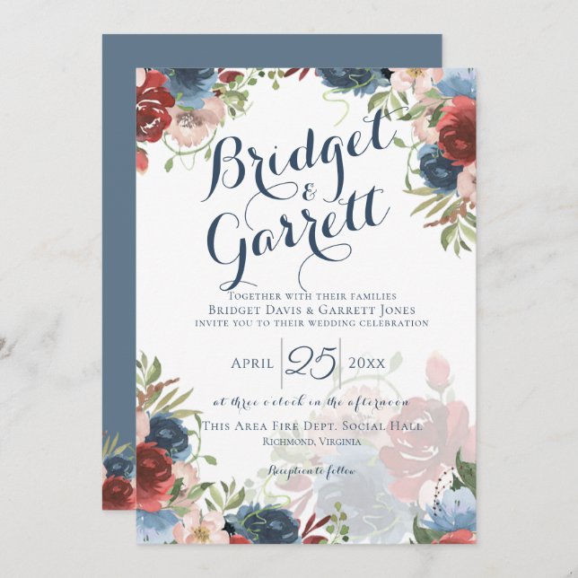 Invitation du concepteur de pompiers Texte et mono (Devant / Derrière)