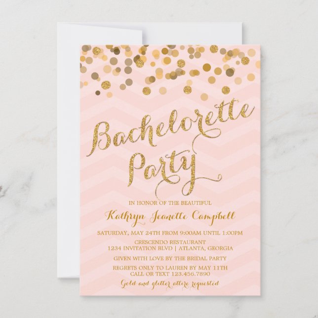 Invitation du Confetti Bachelorette Party (Devant)